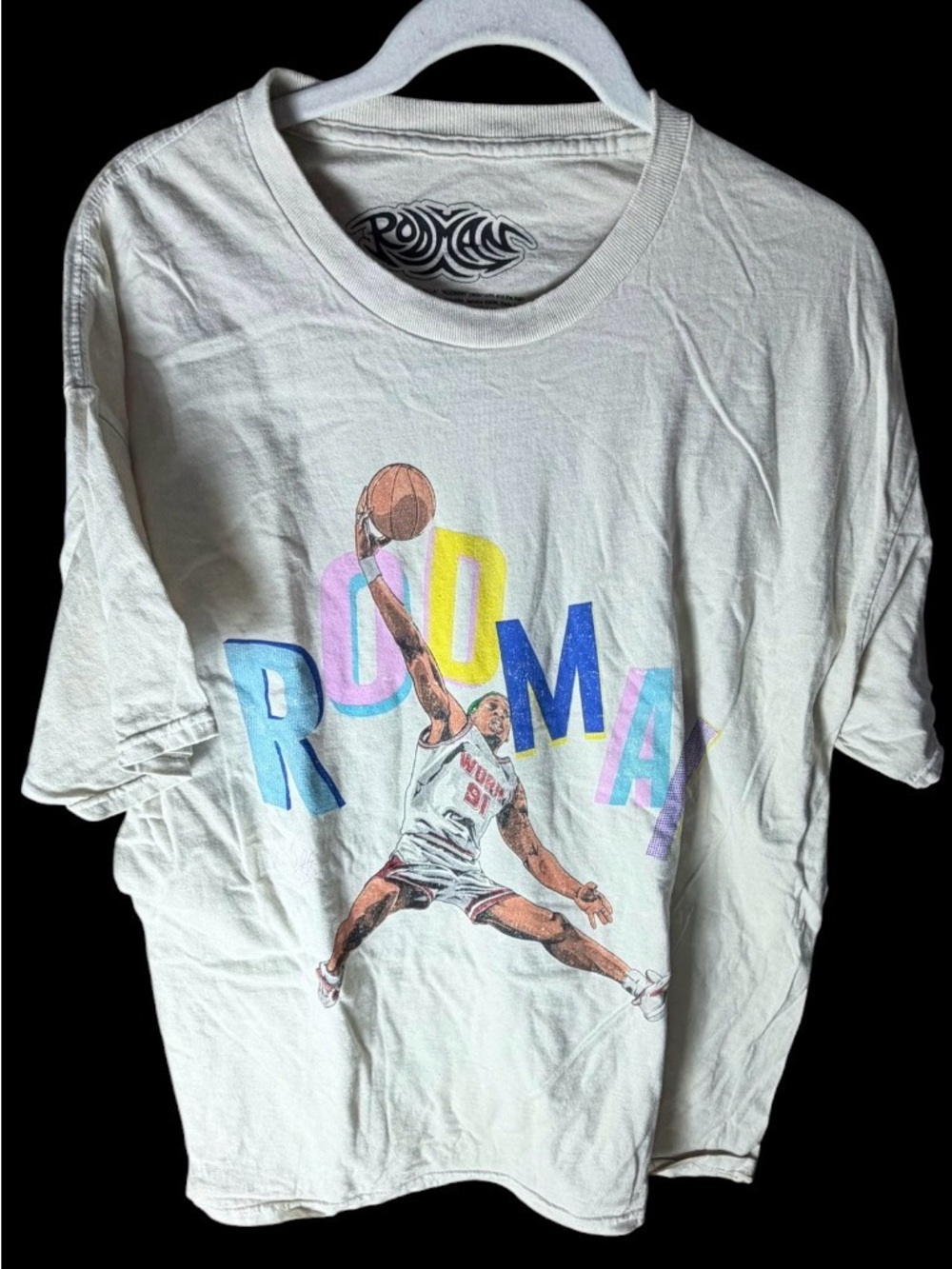 dennis rodman t shirt basketball jump size medium
